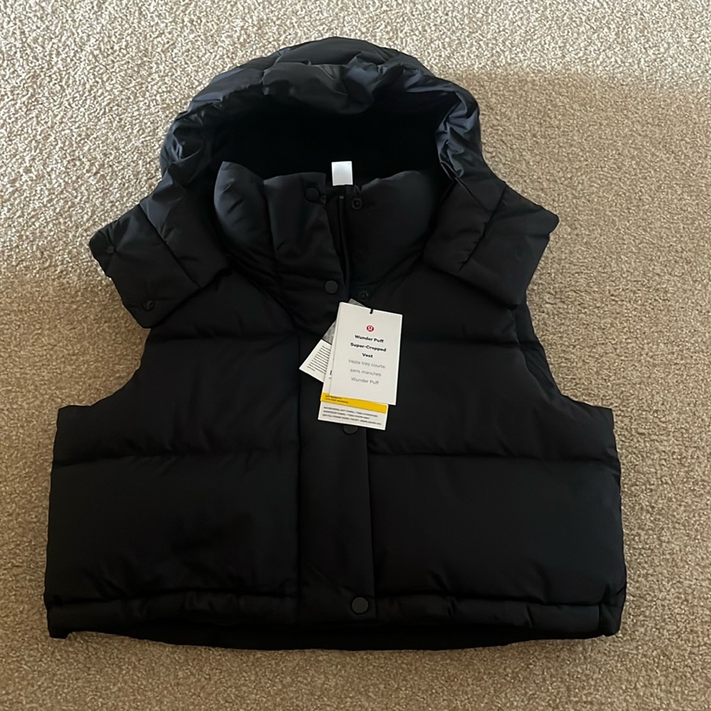 Lululemon wunderpuff super cropped vest Black Size 6 NWT